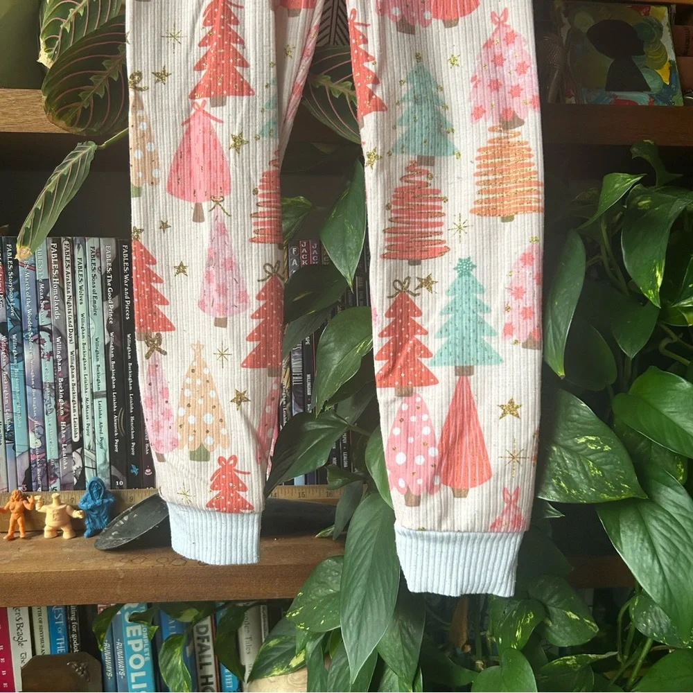 Festive Christmas Tree Print Pajama Pants Leggings by Limitless Bootique